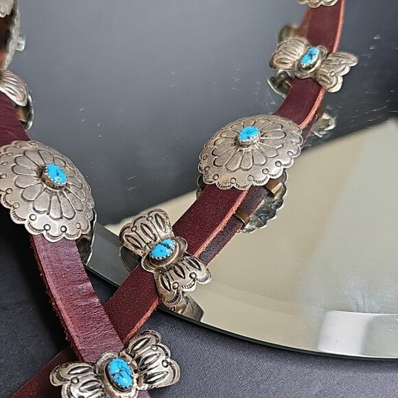 John Delvin Sterling Silver Turquoise Navajo Belt Ladies Amazing Piece 43 Inches - Picture 7 of 16
